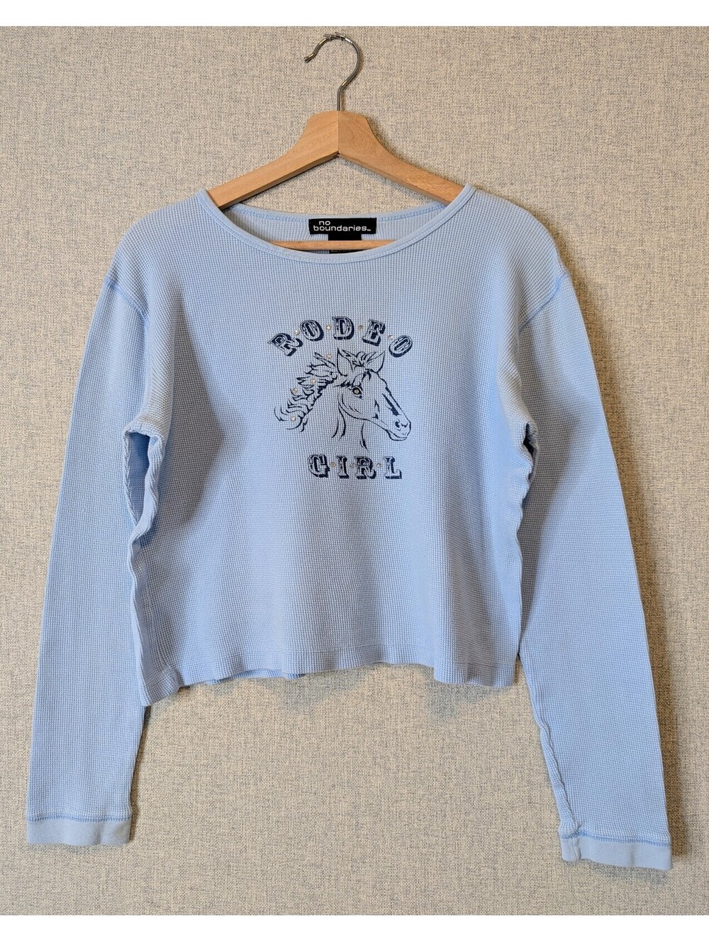 Vintage y2k Rodeo Girl cotton waffle knit crop top